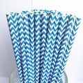 Dodger Blue Chevron Paper Drinking Straws 500pcs