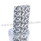 Black Damask Print Paper Straws 500pcs