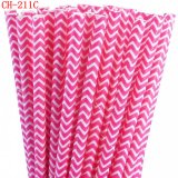 Hot Pink Chevron Wave Zig Zag Paper Straws 500pcs