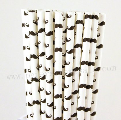 Black Mustache Paper Straws 500pcs [npaperstraws107]