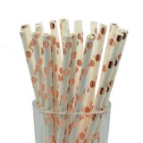 Foil Rose Gold Dot Paper Straws 500 pcs