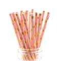 Gold Foil Polka Dot Light Pink Paper Straws 500 pcs