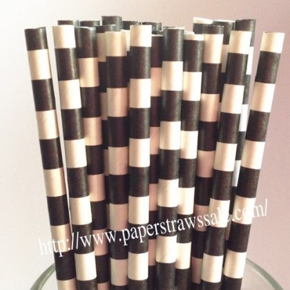 Black Circle Stripe Print Paper Straws 500pcs [sspaperstraws007]