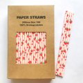 100 Pcs/Box Fruit Red Strawberry Pink Paper Straws 100 Pcs/Box Fruit Red Strawberry Pink Paper Straws