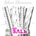 200pcs SILVER SHIMMERS Paper Straws Mixed