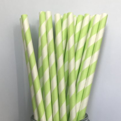 Light Pastel Green Striped Paper Straws Clearance [pastelgreenstripe001]
