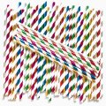 100 Pcs/Box Mixed Metallic Foil Striped Paper Straws