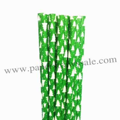 Christmas Tree Kelly Green Paper Straws 500pcs [cnpaperstraws008]