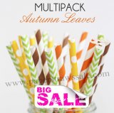 300pcs AUTUMN LEAVES Themed Paper Straws Mixed