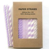 100 Pcs/Box Mixed Lilac Lavender Lace Paper Straws