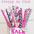 250pcs PREPPY IN PINK Theme Paper Straws Mixed 250pcs PREPPY IN PINK Theme Paper Straws Mixed