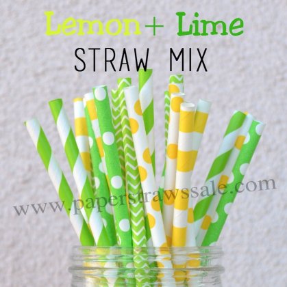 250pcs Lemon and Lime Paper Straws Mixed [themedstraws035]
