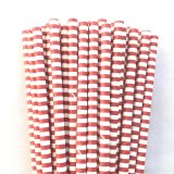 Horizontal Stripe Dark Red Circle Paper Straws 500 Pcs