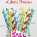 200pcs CABANA BREEZE Themed Paper Straws Mixed