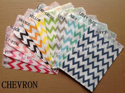 1100pcs Chevron Party Paper Bags Mixed 11 Colors [ppbags001]