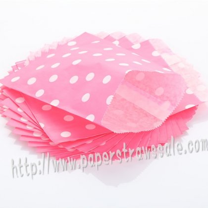Hot Pink Tiny Dot Paper Favor Bags 400pcs [pfbags022]