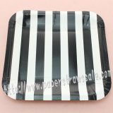 7" Black Striped Square Paper Plates 60pcs 7" Black Striped Square Paper Plates 60pcs