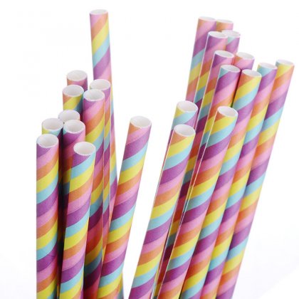 Colorful Colored Rainbow Striped Paper Straws 500pcs [rainbowpaperstraws003]