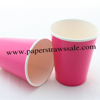 90Z Plain Deep Pink Paper Drinking Cups 120pcs