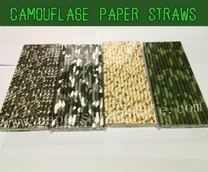 Camouflage Paper Straws 2000pcs Mixed 4 Colors [camostraws004]
