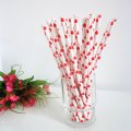 Sweet Red Heart Print Paper Drinking Straws 500pcs