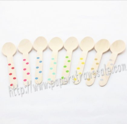 Bulk Polka Dot Wooden Spoons 400pcs Mixed 8 Colors