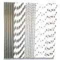100 Pcs/Box Mixed Metallic Foil Silver Paper Straws