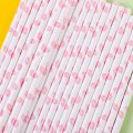 Light Pink Kiss Lip Print Paper Straws 500 pcs