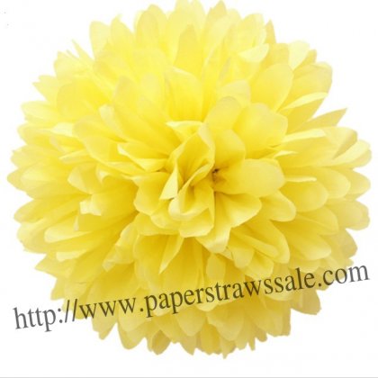 8" and 14" Yellow Paper Pom Pom Tissue 20pcs [paperflower009]