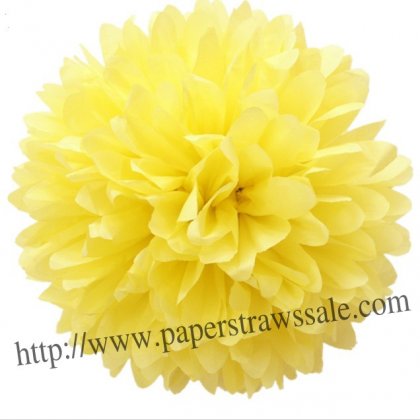 8" and 14" Yellow Paper Pom Pom Tissue 20pcs