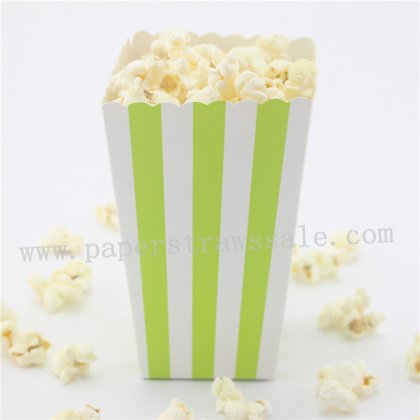 Lime Green Striped Paper Popcorn Boxes 36pcs [popcornboxes009]