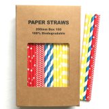 100 Pcs/Box Mixed Blue Red Yellow Primary Days Paper Straws