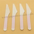 Baby Pink Stripe Print Wooden Knife 100pcs Baby Pink Stripe Print Wooden Knife 100pcs