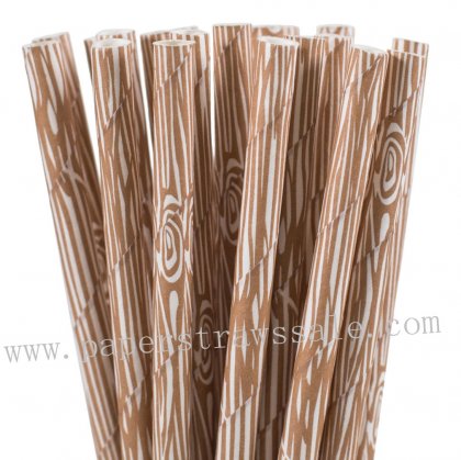 Brown Woodland Wood Grain Paper Straws 500pcs [npaperstraws133]