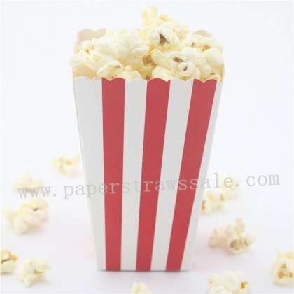 Red Striped Paper Popcorn Boxes 36pcs [popcornboxes015]