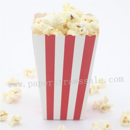 Red Striped Paper Popcorn Boxes 36pcs