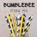 100 Pcs/Box Mixed Black Yellow Bumblebee Paper Straws