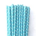 White Swiss Dot Blue Paper Straws 500 Pcs White Swiss Dot Blue Paper Straws 500 Pcs