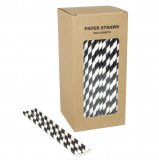 250 pcs/Box Black and White Striped Paper Straws