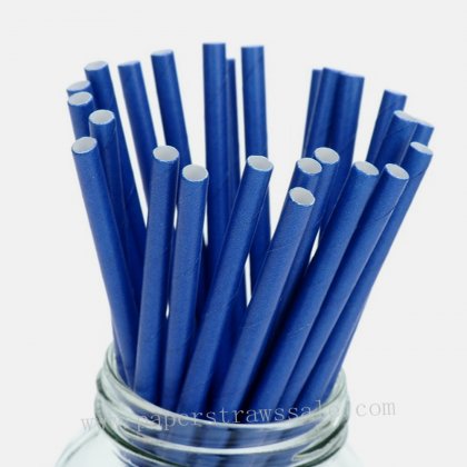 Party Plain Navy Blue Solid Paper Straws 500 pcs