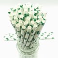 Deep Green Clover Shamrock Saint Pattys Paper Straws 500 Pcs