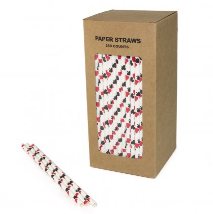 250 pcs/Box Black and Red Casino Paper Straws [casinostraws250]