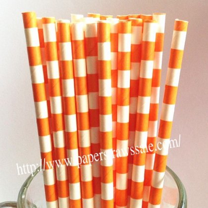 Orange Sailor Striped Paper Drinking Straws 500pcs [sspaperstraws018]