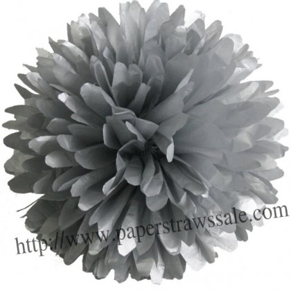 8" and 14" Paper Pom Pom Tissue Silver 20pcs [paperflower013]