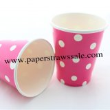 90Z White Dot Deep Pink Paper Drinking Cups 120pcs