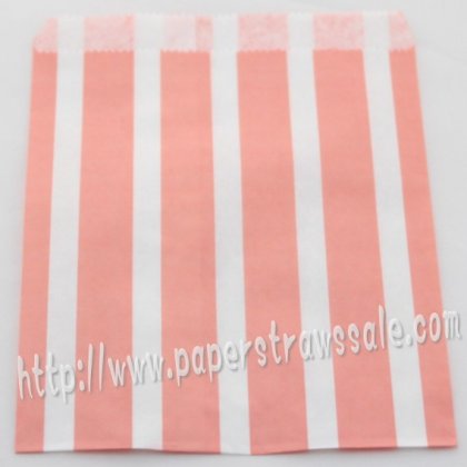 Pink Vertical Striped Paper Favor Bags 400pcs