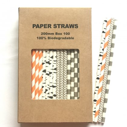 100 Pcs/Box Mixed Into The Woods Woodland Paper Straws