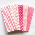 125 Pcs Mixed 5 Styles Hot Pink Party Paper Straws