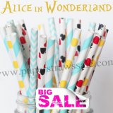 200pcs ALICE IN WONDERLAND Paper Straws Mixed