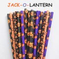 100 Pcs/Box Mixed Party Halloween Jack O Lantern Paper Straws